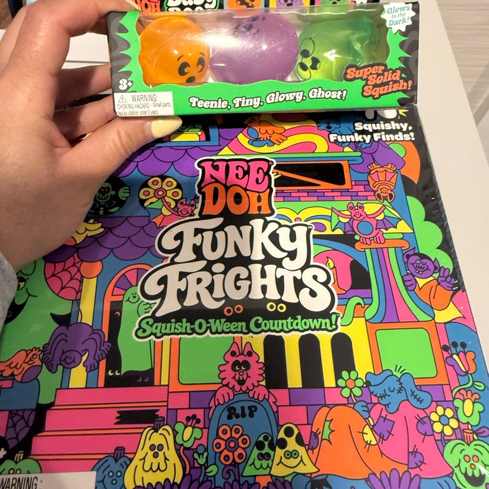 Nee Doh Funky Frights Squish-O-Ween Ghost Pack – Orange, Purple, Green